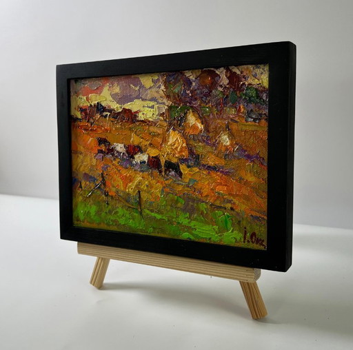 Originales Ölgemälde Herbstlandschaft am Abend – schilderijen tekeningen, Canvas (photo 2 of 8)