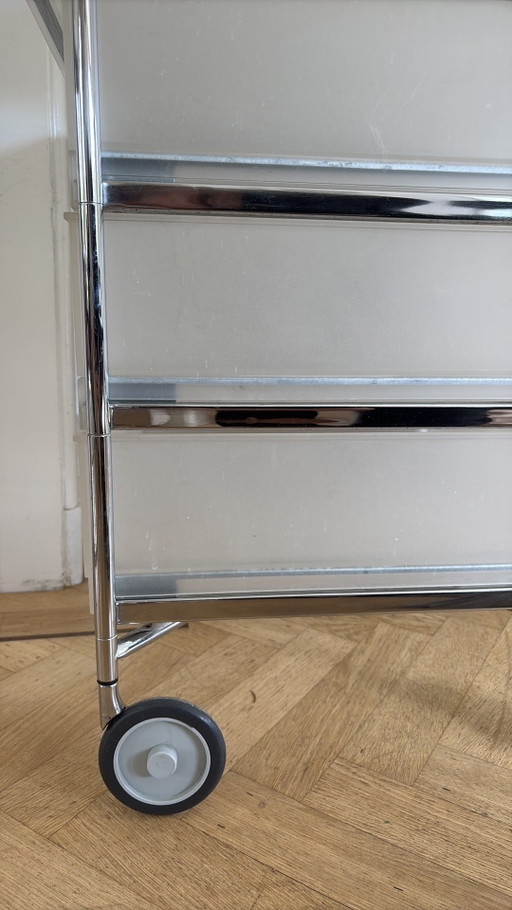 Meuble vintage Kartell Mobil 3 tiroirs 1 étagère / Blanc mat / Glace – ladekasten, Metal, Plastic (photo 2 of 5)