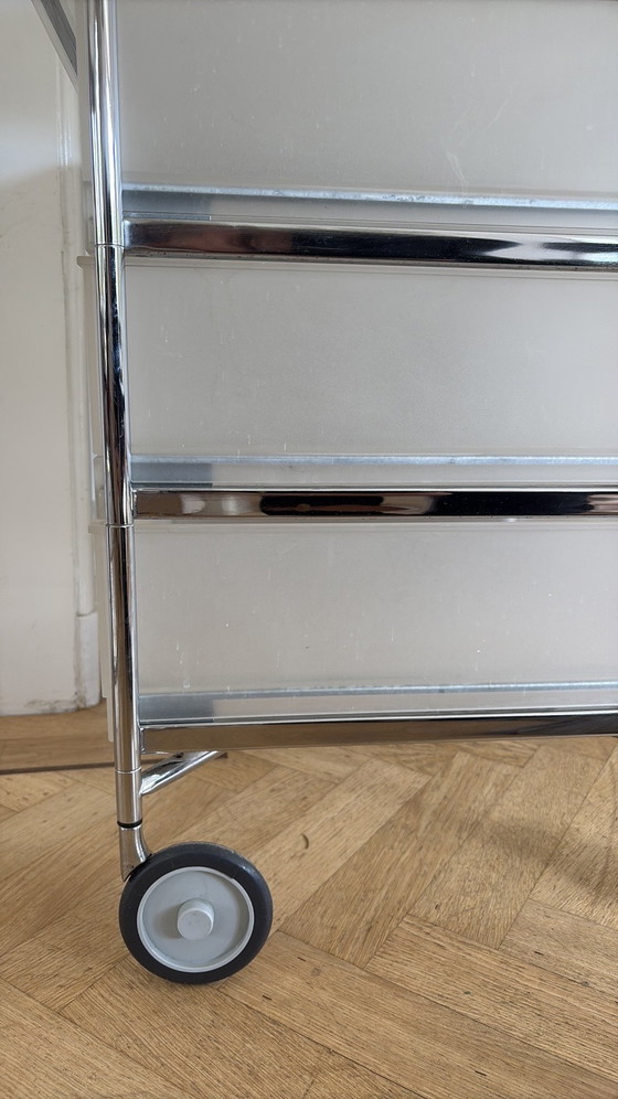 Meuble vintage Kartell Mobil 3 tiroirs 1 étagère / Blanc mat / Glace – Commodes, Metal, Plastic (photo 2 of 5)