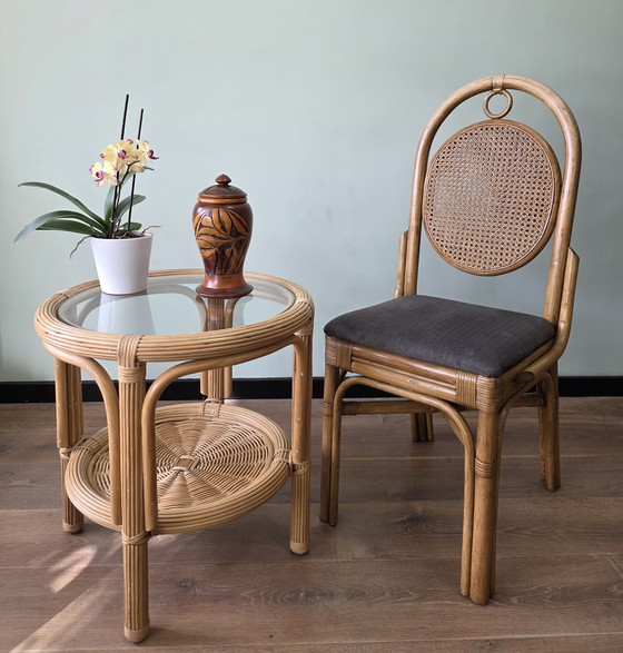 Image 1 of Vintage rotan stoelen met cane rug | set van 4