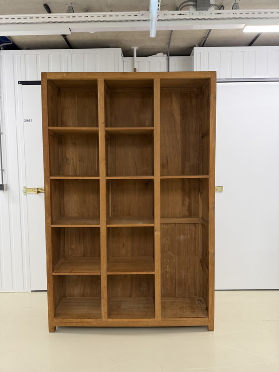 Großer Designer-Schrank aus Teakholz mit 12 Fächern | 215 cm – Bücherregale, Wood (photo 4 of 5)