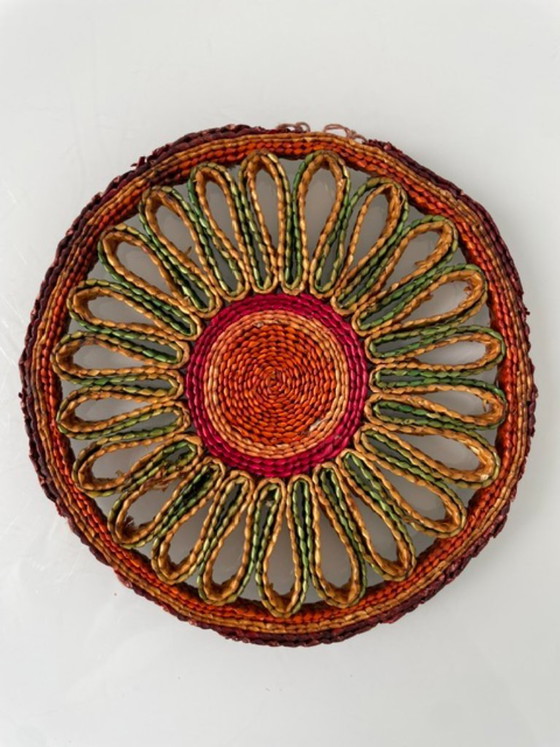 Image 1 of Set of 3 retro wicker coasters