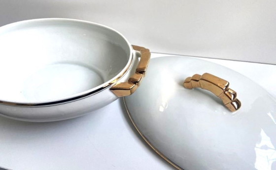 Image 1 of Soupière Légumier Plat de Service Centre de Table Porcelaine Fine Non Signée Art