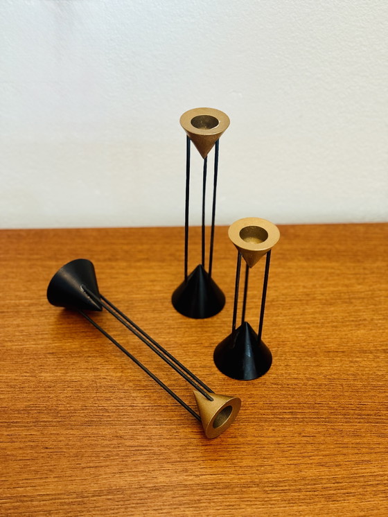 Image 1 of Set di 3 candelieri vintage postmoderni Memphis, disegnati da Markus Börgens