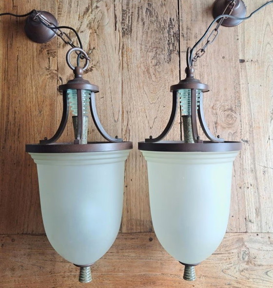 Image 1 of Two art deco chandeliers 1940s