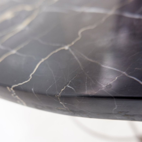 Image 1 of Portoro" pedestal table / Side table in metal with marble top