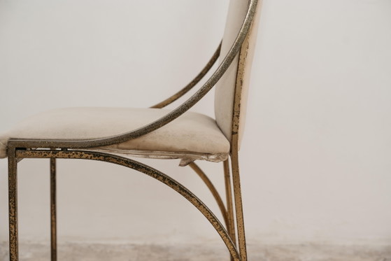 Image 1 of Dining Set 4 Vintage Italian Brass Dining Chairs by Zevi Design 1970's