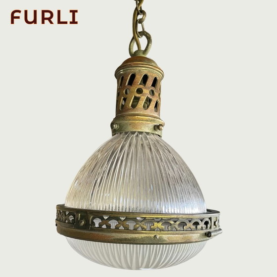 Image 1 of Französische Holophane-Pendelleuchte