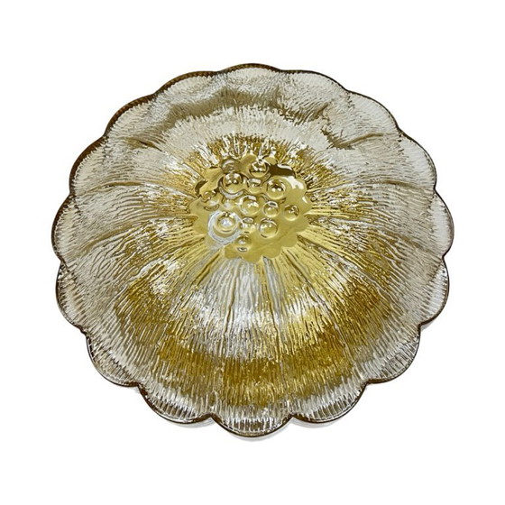 Image 1 of HP Leuchten Amber Flower Plafondlamp van geperst glas, model 65282, Mid-Century, jaren 60/70.