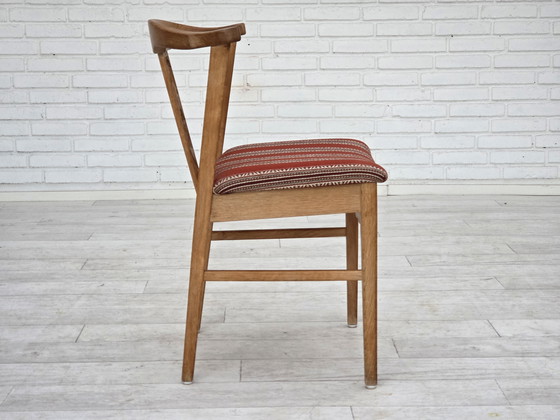 Image 1 of 1960s Pair of Danish Dining Chairs, Solid Oak Wood, Furniture Wool