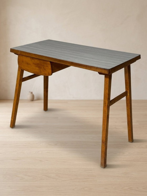 Writing Desk Mid-20th Century Wooden Desk, 90 × 49 × 73 cm (photo 3 of 8)