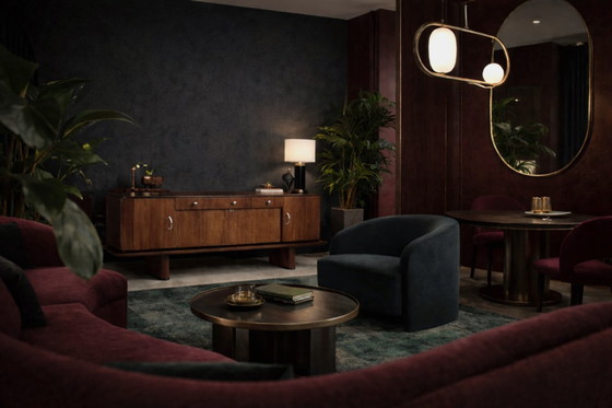 Image 1 of Vintage Rare Large French Art Deco Walnut Buffet, 1920s