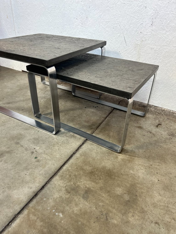 Image 1 of Set of Vintage Coffee Tables, Slate, Peter Draenert, Belgium, 1970s