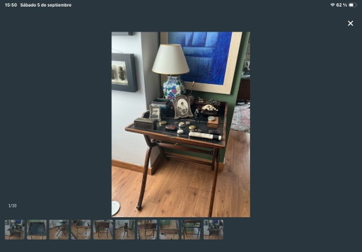 Escritorio antiguo de madera y cuero – bureau, Leather, Wood