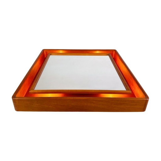 Illuminated Midcentury mirror Pedersen & Hansen Teak Vintage
