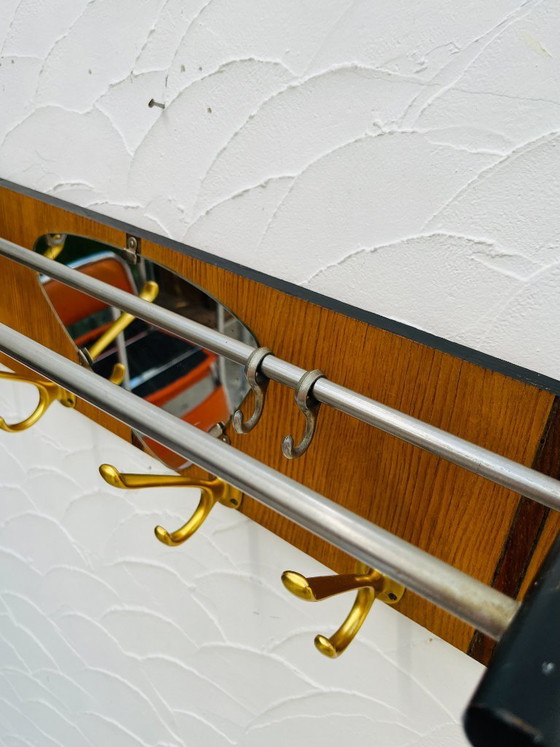 Image 1 of Vintage teak wall-mounted coat rack and mirror