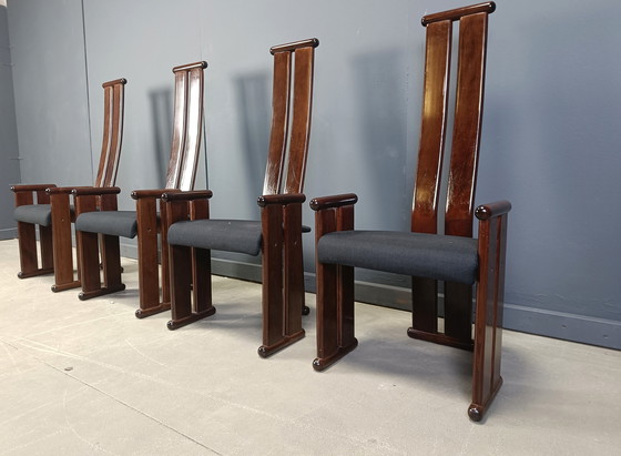 Image 1 of Post modern high back dining chairs, set of 4, 1970s 