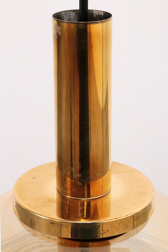 Image 1 of Glashütte Limburg Hanglamp Set, Amber Glas, 1960S