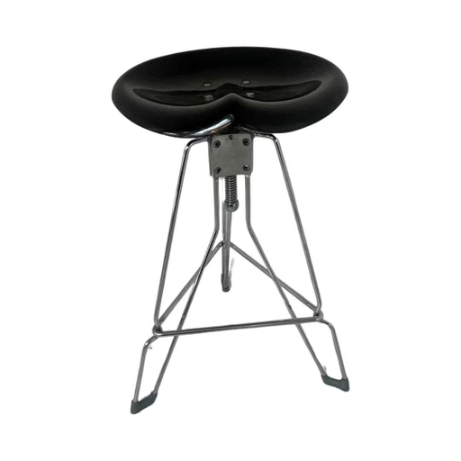 Yasu Sasamoto- Dulton - Tabouret de bar vintage industriel avec assise tracteur, modèle Clipper II - Assise noire - Plusieurs en