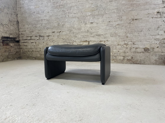 Image 1 of De Sede DS 61 Bank met poef grijs leer vintage