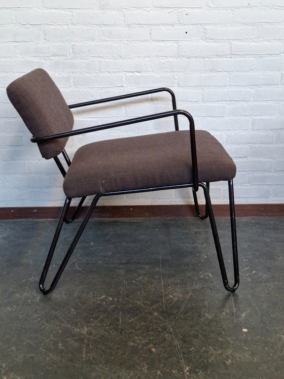 2x Retro Stühle, Sessel, Metall, Stoff, Schwarz (Foto 9 von 13)