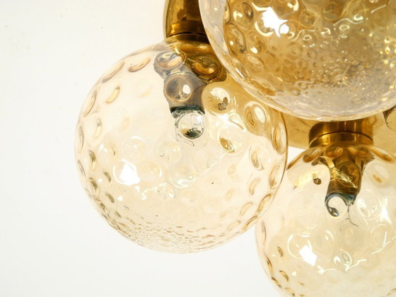 Image 1 of Beautiful 1960s Space Age brass ceiling lamp with 5 glass balls