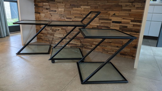 Harvink set, Z lounge tables with serving trolley, Side tables, Glass, Metal, Black (photo 11 of 18)