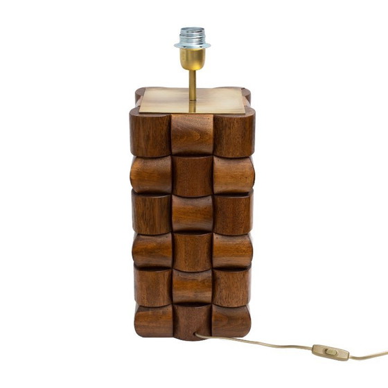Coppia di lampade da tavolo scultoree in teak e ottone, Italia – Wood, Brass (photo 4 of 6)