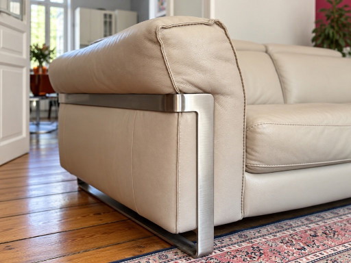 2 Natuzzi Italia Ledersofas – 3 5 zitsbanken, Leather, Metal