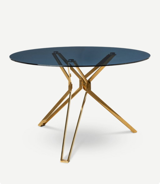 Polspotten dining table 'Round Gold and Glass'