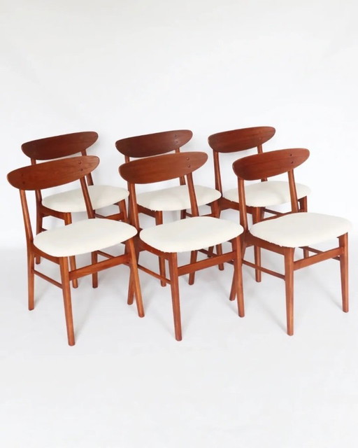 Sedie da pranzo vintage Farstrup modello 210 in teak, 6 pezzi