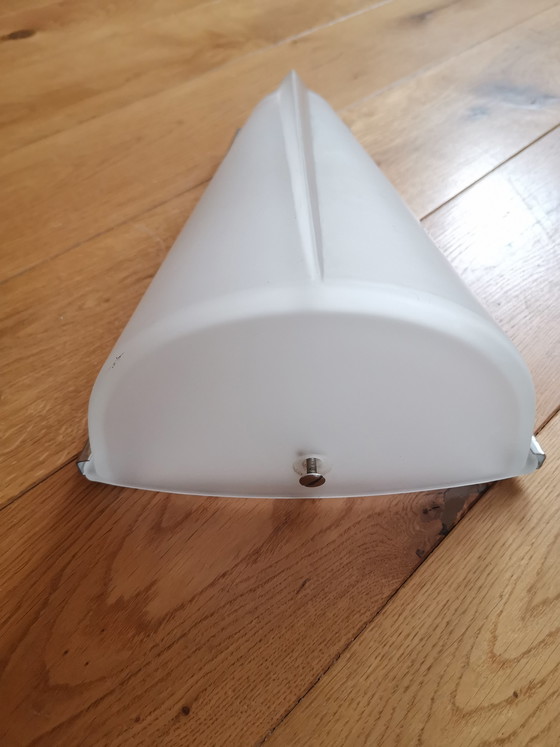Image 1 of Minimalist vintage wall lamp by Hustadt, frosted glass with chrome