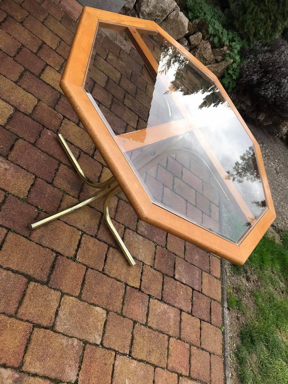 Octagonal Brass & Glass Dining Table – Hollywood Regency (photo 3 of 6)