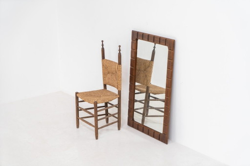 Sculptural graphic wall mirror (Sweden, 1960s).