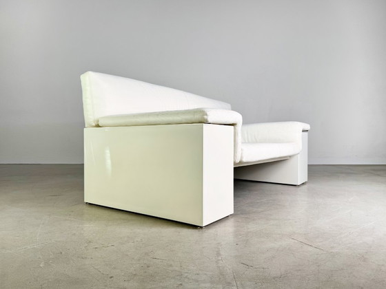Image 1 of Original Knoll Brigadier two-seater leather white Cini Boeri 1980