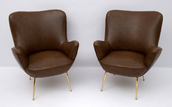 Image 1 of Pareja de sillones de diseño italiano moderno de mediados de siglo, años 50