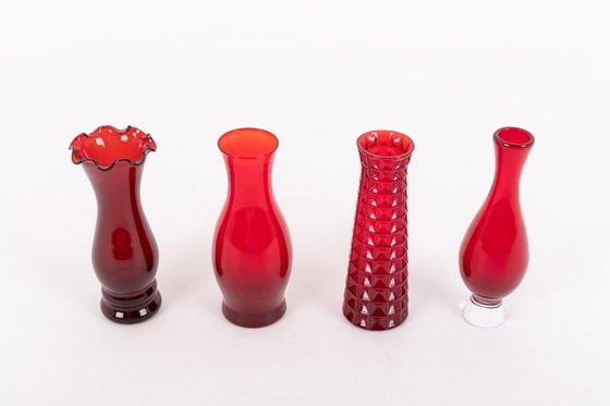 Image 1 of Ensemble de 4 vases en verre d'art de Monica Bratt pour Reijmyre, Suède, années 1950