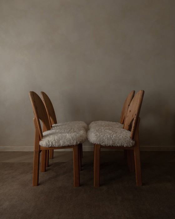 Image 1 of Vintage Danish Pine Dining Chairs (Set of 4) | Niels Koefoed Style | Rustic Scandinavian Modern | 1970s–80s