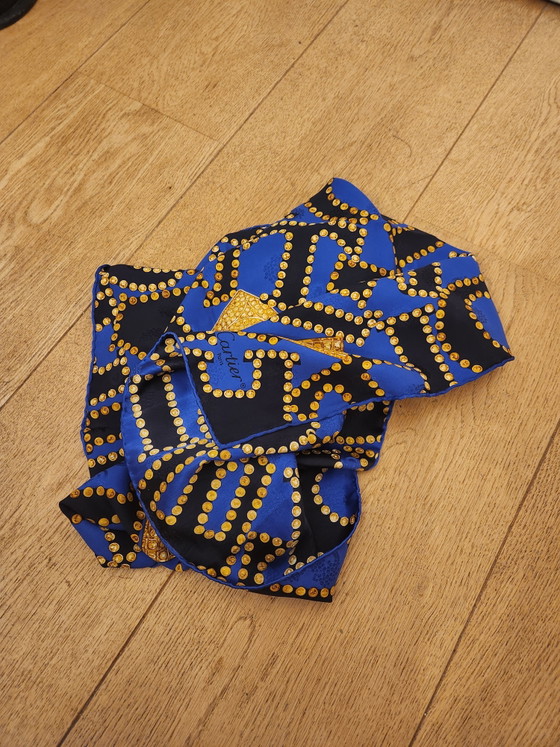 Image 1 of Beautiful and 100% authentic vintage silk scarf (square) from the iconic French fashion house Cartier Paris.