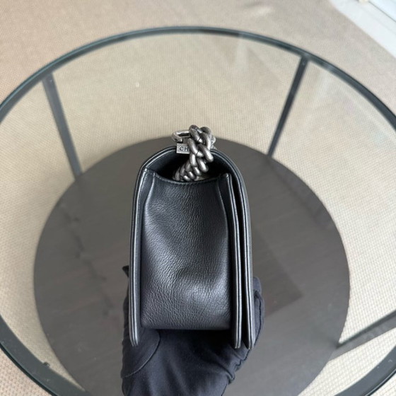 Image 1 of Chanel Boy Medium - 25CM Quilted Calfskin Black Ruthenium Silver Hardware