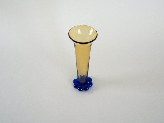 Image 1 of Glass vase “Amber & Cobalt Blue,” Swedish design, 1960s, manufacturer: Orrefors