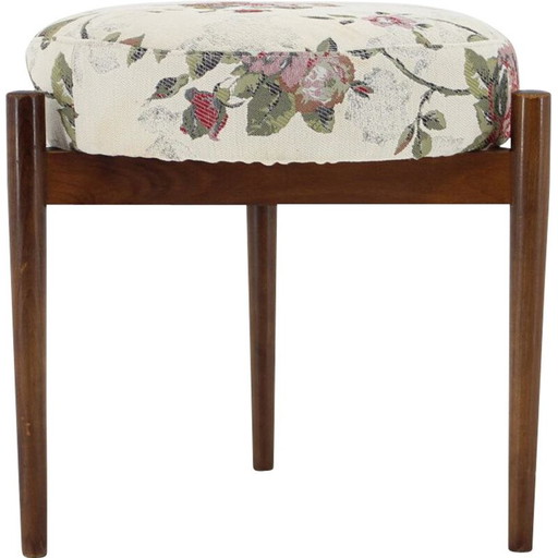 Tabouret vintage en bois de chêne, Tchécoslovaquie années 1960