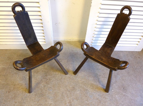 Image 1 of Wunderschönes Set aus 2 brutalistischen Stuhlhockern