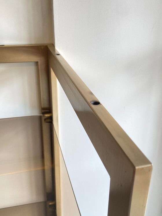 Vintage modulaire hoekwandkast uit de jaren 70 met glazen en gouden metalen frame. – Boekenkasten, Glass (photo 9 of 20)