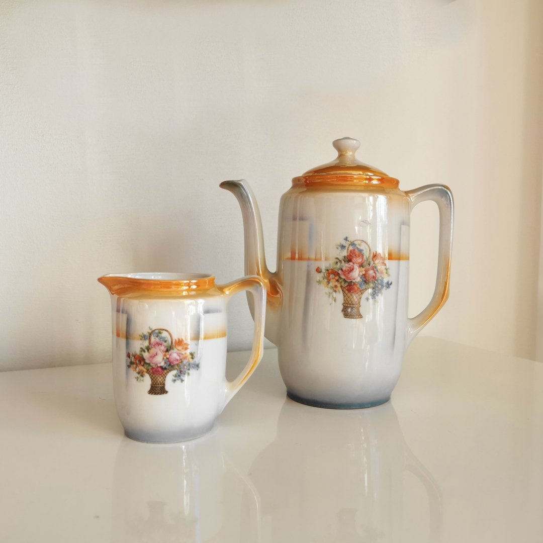 Service à thé ou café Saint-Amand Céranord modèle Edelweiss Bleu Porcelaine Service à thé ou café Saint-Amand Céranord modèle Edelweiss Bleu Porcelaine