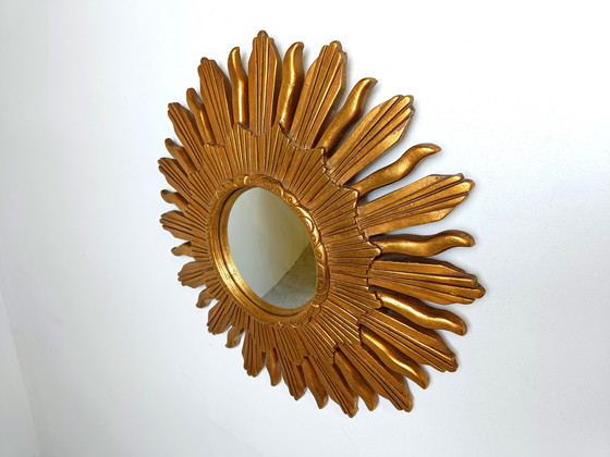 Image 1 of Vintage Golden Sunburst Mirror, 1960s