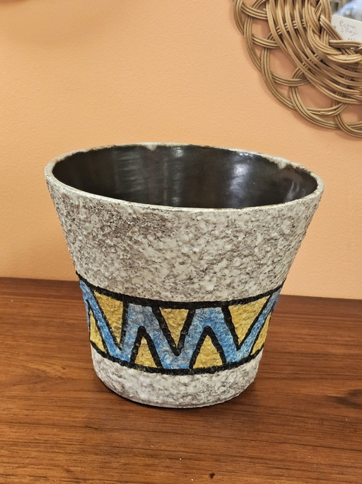 Vintage Uebelack Ceramic Flowerpot - Fat Lava Zigzag – vazen