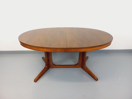 Image 1 of 60s-70s vintage Baumann elm wood oval dining table with extensions