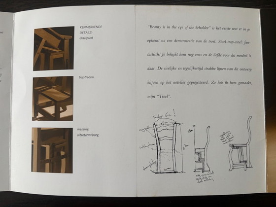 Troel, sgabello a gradini e sedia in uno di Weijn Design, numero 155 – Sgabelli, Legno, Ottone (photo 11 of 11)
