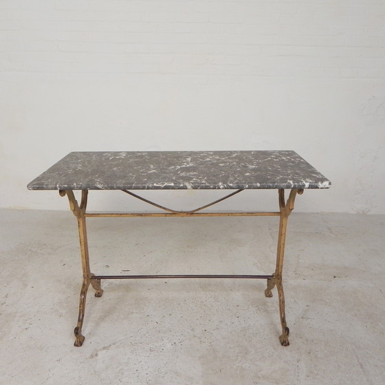 Image 1 of Garden Table, Bistro Table A. Delail Toulouse With Marble Top, 1920s
